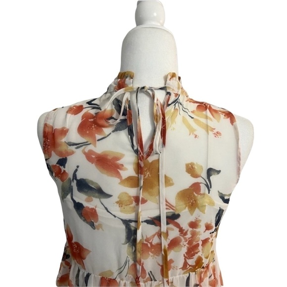 Lily Star Floral Sleeveless Smocked High Neck Sleeveless Mini Dress - Size Small - Picture 6 of 12